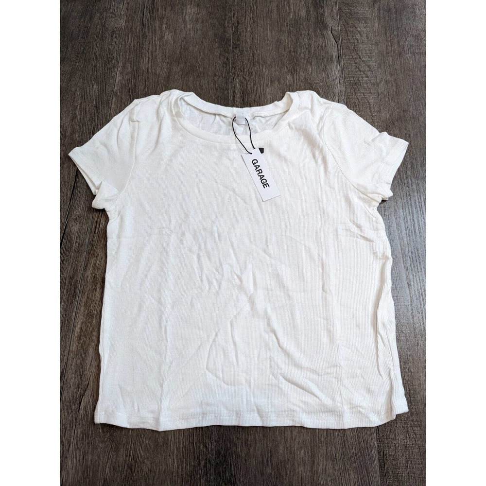 Garage Ribbed Short Sleeve Tee in Cream